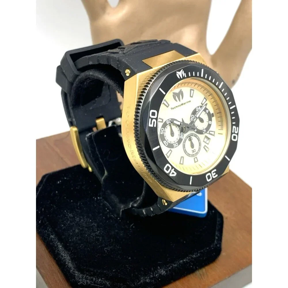 Technomarine Men's Watch TM-222081 Chronograph Quartz Gold Black Rubber Strap
